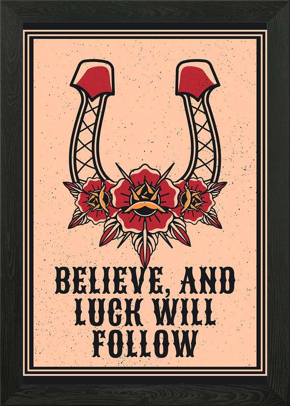 Vintage Horseshoe Tattoo Art Framed Wall Art Poster Canvas Print Picture