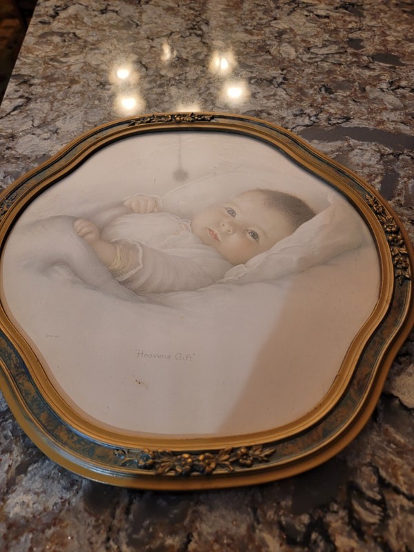 Vintage Annie Benson Muller Framed Print “Heaven’s Gift", 15 3/8" X 15 3/8"