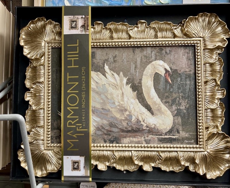 Swan Floral Framed Wall Art Ornate Gold Frame Vintage Glam Marmont Hill gallery