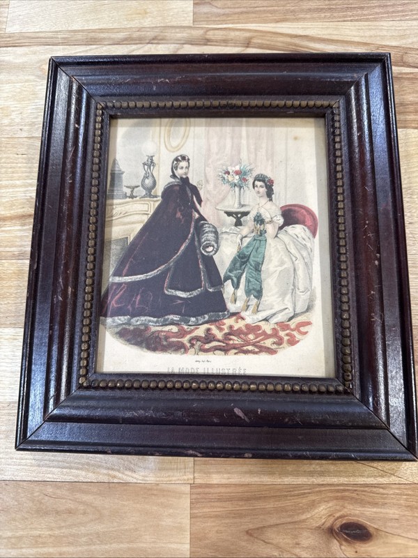Vintage Leroy Imp La Mode Illustree Framed Paris French 10” X 9”