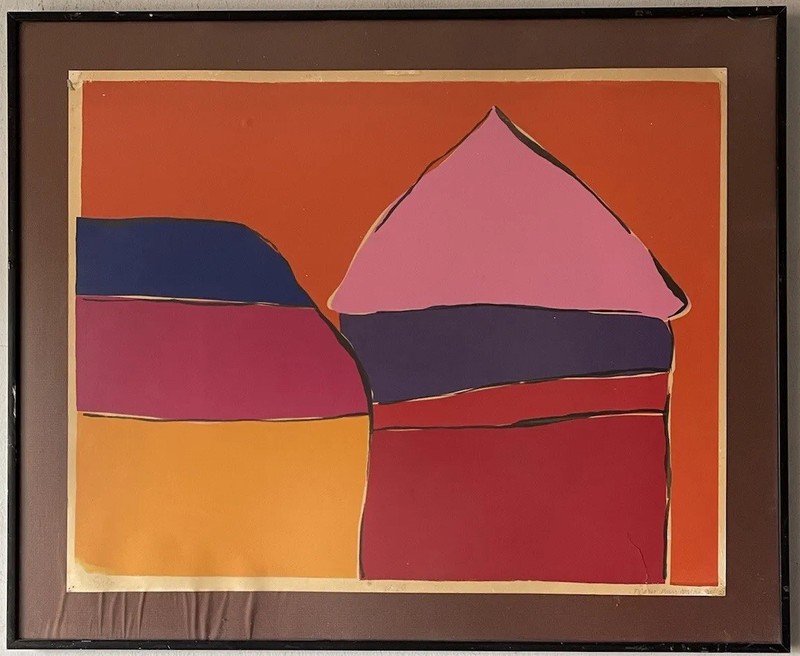 FANTASTIC VINTAGE MID CENTURY MODERN ABSTRACT LITHOGRAPH OLD CUBISM CUBIST 1968