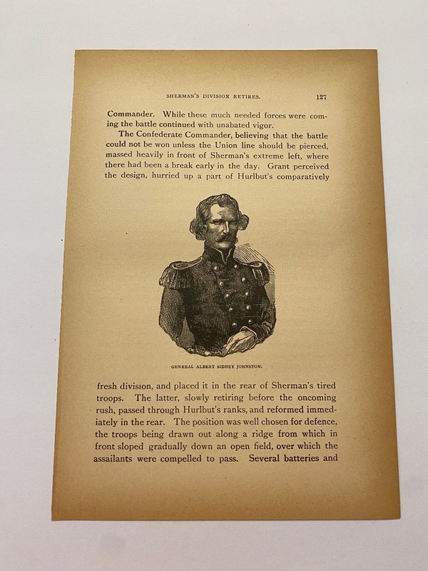 General Albert Sidney Johnston Confederate Army American Civil War c. 1895 Print