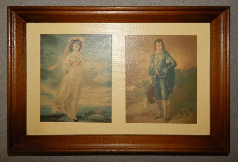 Vintage Pinkie & Blue Boy Pictures in wood Frame {11 3/8″ x 7 5/8″} New