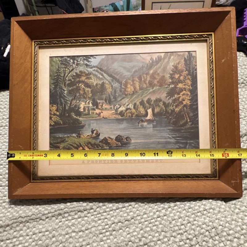 Currier & Ives "A Frontier Settlement" Licensed Litho Print Matted & Framed gallery