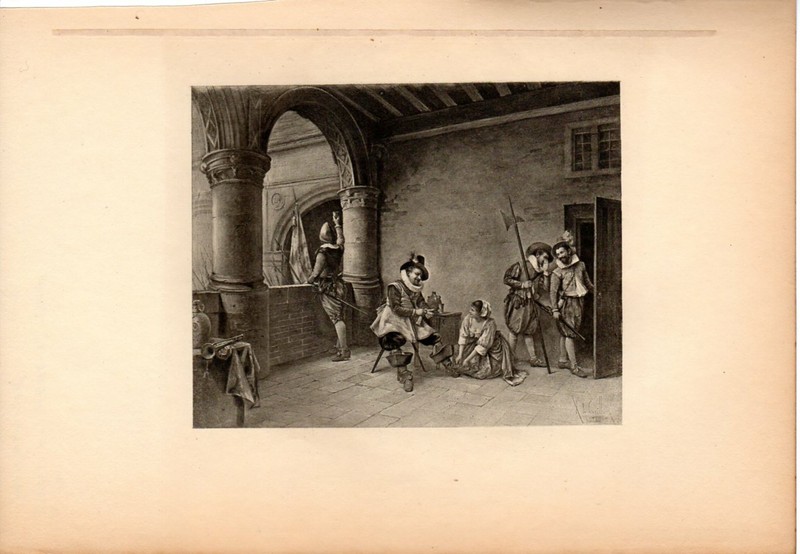 Antique Art print Portrait A scene at Henri’s Court photogravure Navarre print