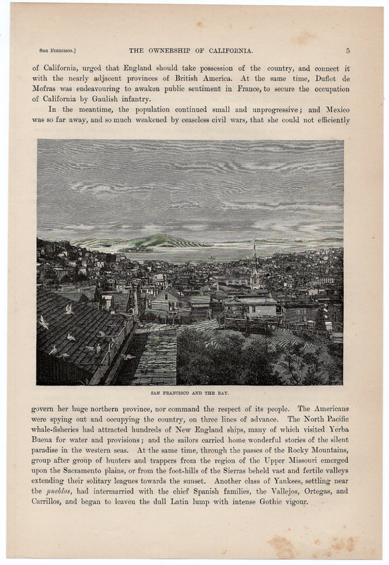 San Francisco California City Skyline And Bay View 1885 Antique Engraving gallery