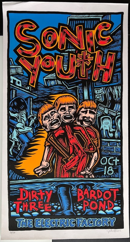 Sonic Youth 1995 Poster, Signed and Numbered by John Howard