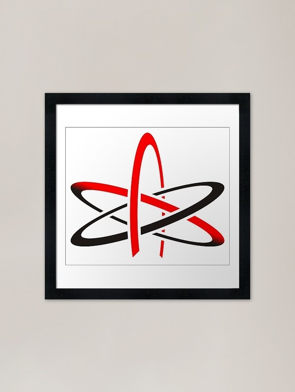 Red and Black Atom Digital Art Fram Framed Wall Art Poster Canvas Print Picture