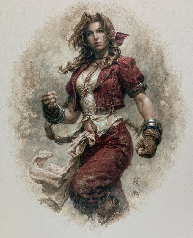 8×10 Red Haired Steampunk Brawler Woman Art Print – 867883297