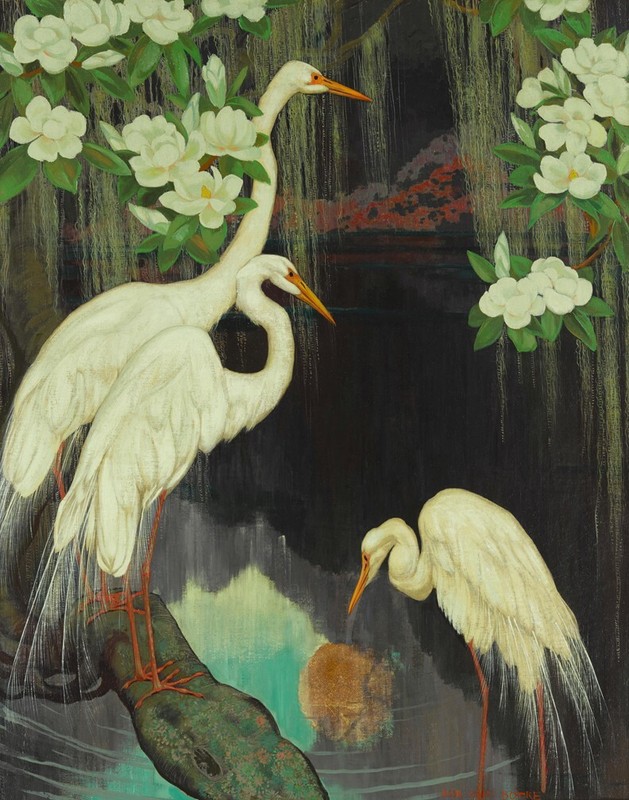 Jessie Arms Botke Egrets #1 Canvas Print 16 x 20