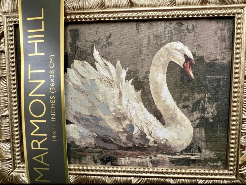 Swan Floral Framed Wall Art Ornate Gold Frame Vintage Glam Marmont Hill gallery