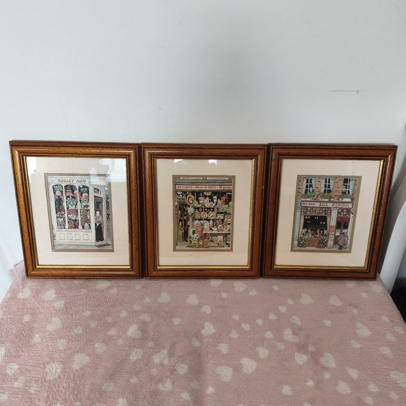Set of 3 Barry Smith Framed Prints – The Plough, Bric-a-Brac & The Flower Shop