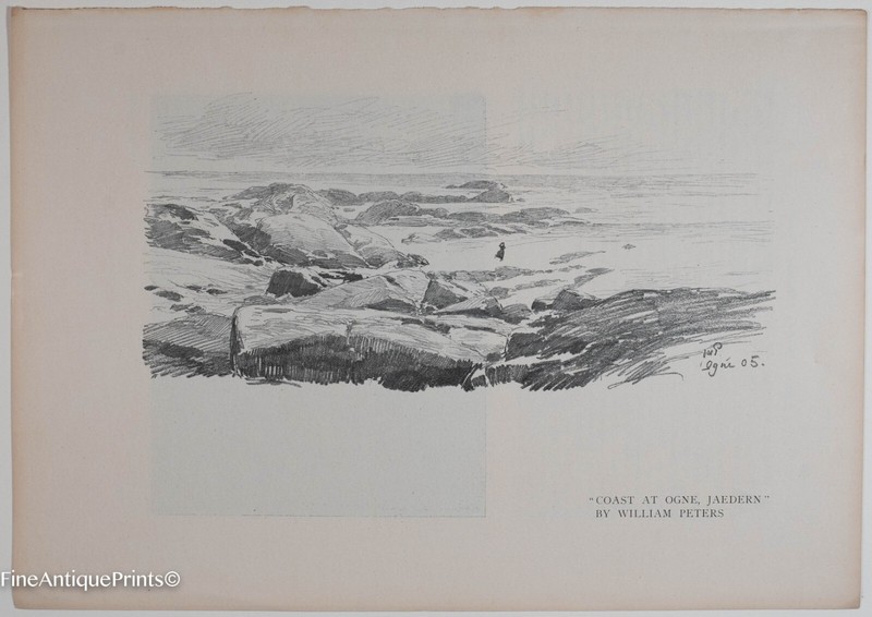 Fine Antique Print Coast At Ogne, Jaedern By William Peters Old Master