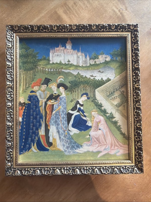 Framed French Print On Board Chateau 27×24 Cm