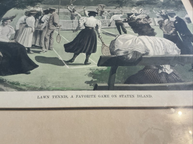 Lawn Tennis, A Favorite Game On Staten Island - Original Antique Print 16x13 In gallery