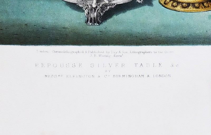 LARGE 1862 EXHIBITION PRINT REPOUSSE SILVER TABLE ELKINGTON & Co BIRMINGHAM gallery