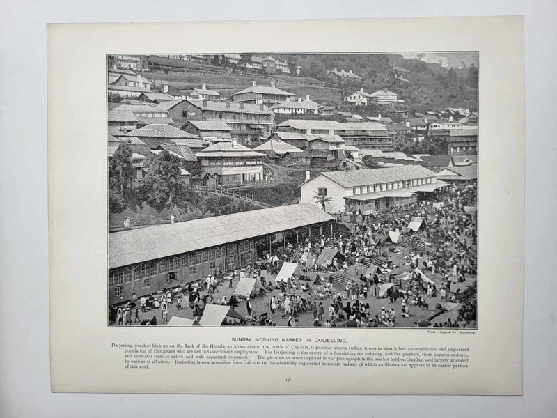 Old Antique Print 1903 The Empire Sunday Morning Market in Darjeeling