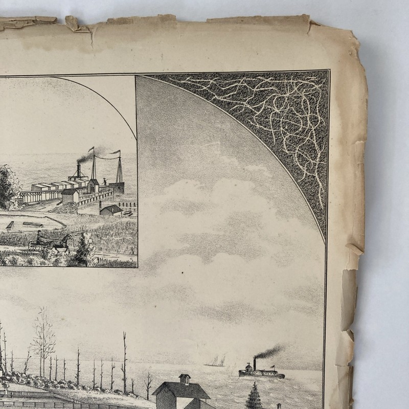 Harrisville, MI 1883 Art Sketch Print Mill & Residence Alcona Unframed 13"x10"+ gallery