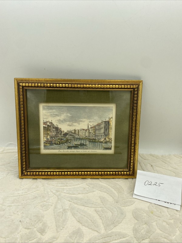 Vintage Venice Lithograph Etching Framed And Matted Print by Antonio Visentini