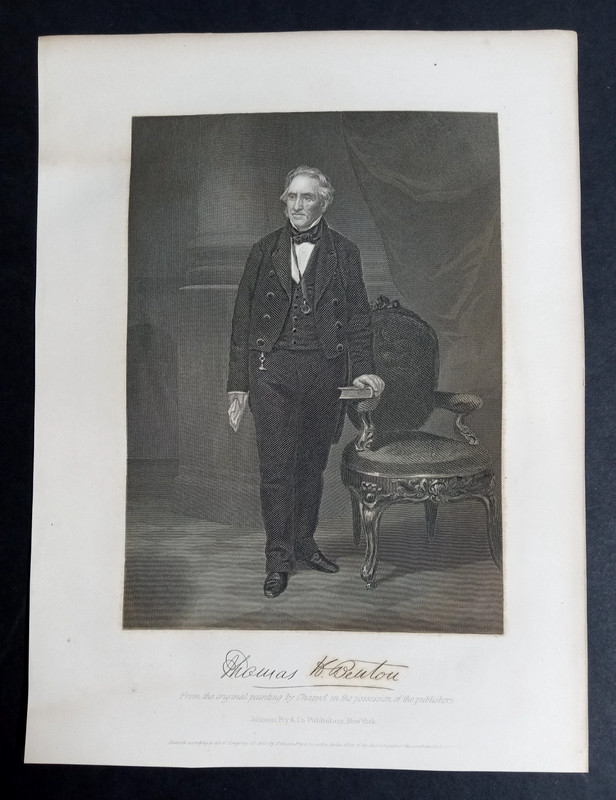 Thomas Hart Benton Steel Engraving Antique Portrait Print c1850s-1890s