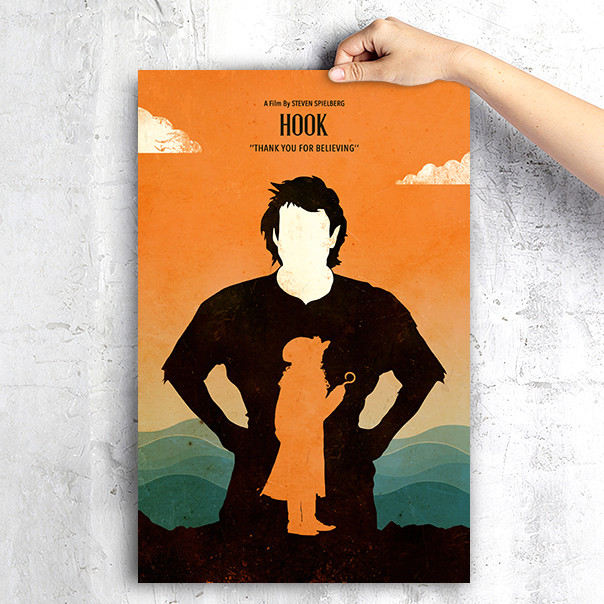 Hook Steven Spielberg Minimalist Movie Art Print, 13×19» Photo Print