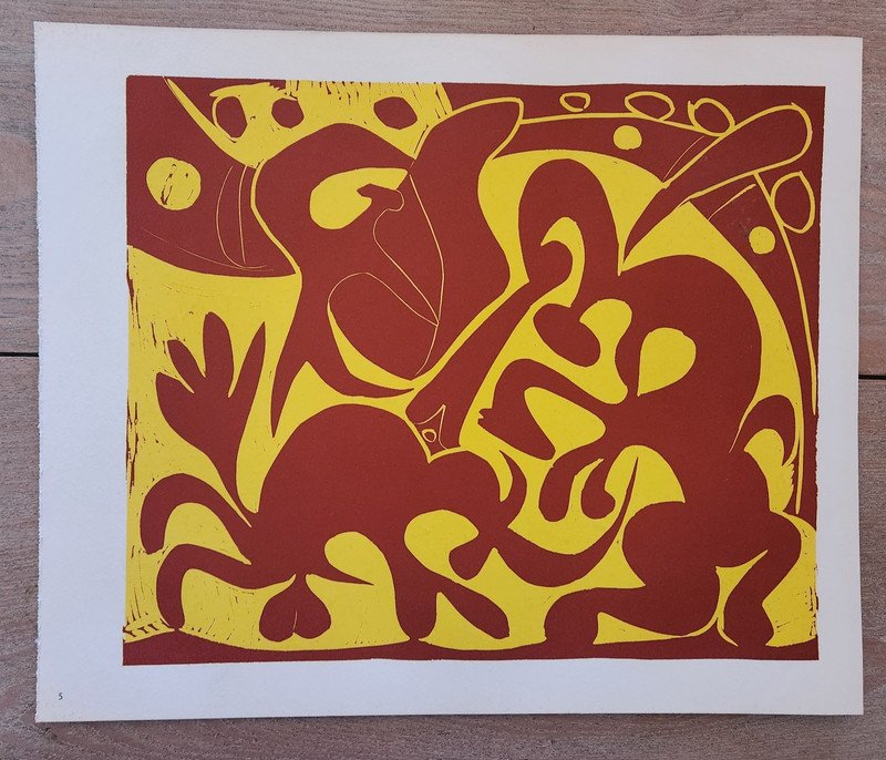 Pablo Picasso Linoleum Cut Lithograph «Bullfight» 1962 #5 ~ w/COA