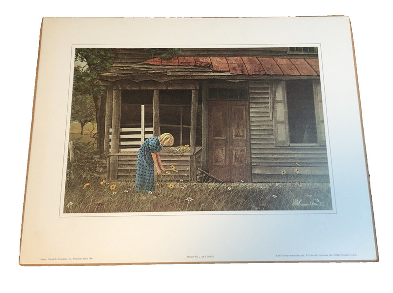 1977 Mama Will Like These David W Knowlton III Print Yound Girl Picking Flowers