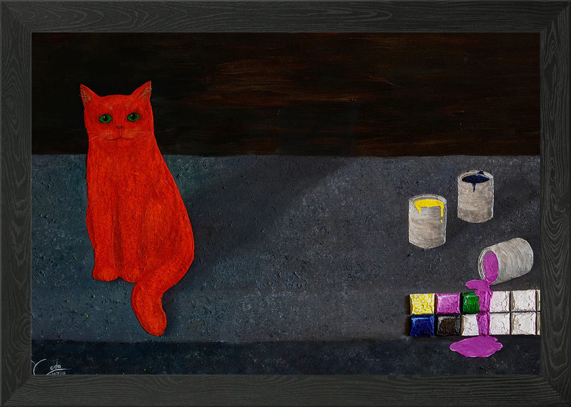 Cat Fries Supplies Framed Wall Art Poster Canvas Print Picture