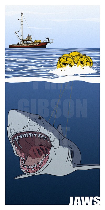 Original «Rogue» Jaws Art Print DVD Blu Poster Quint Great White Shark Amity