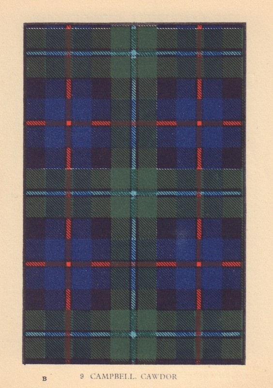 Campbell of Cawdor. Scottish Clan Tartan. SMALL 8×11.5cm 1937 old print
