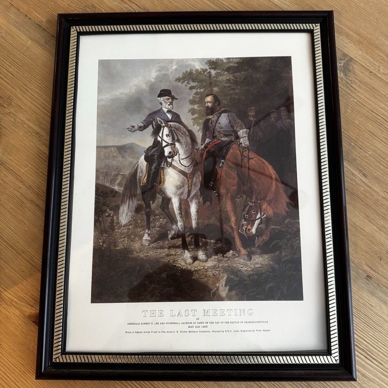 Vtg Print "The Last Meeting" Robert E Lee, Stonewall Jackson, EBD Julio gallery