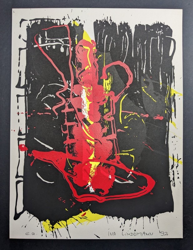 Ina Lindemann, Abstract Composition (Black), Silkscreen, Signed, 1992 gallery