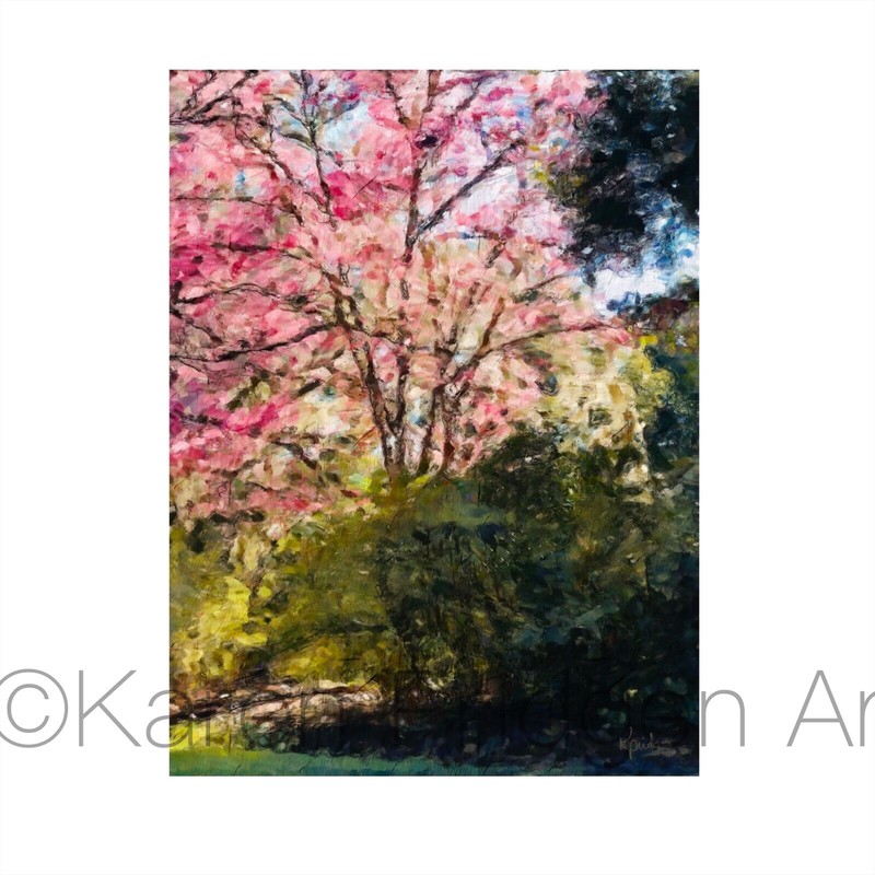 ACEO ATC Art Card Painting Print Signed “Cherry Blossom” Airlie Gardens Spring