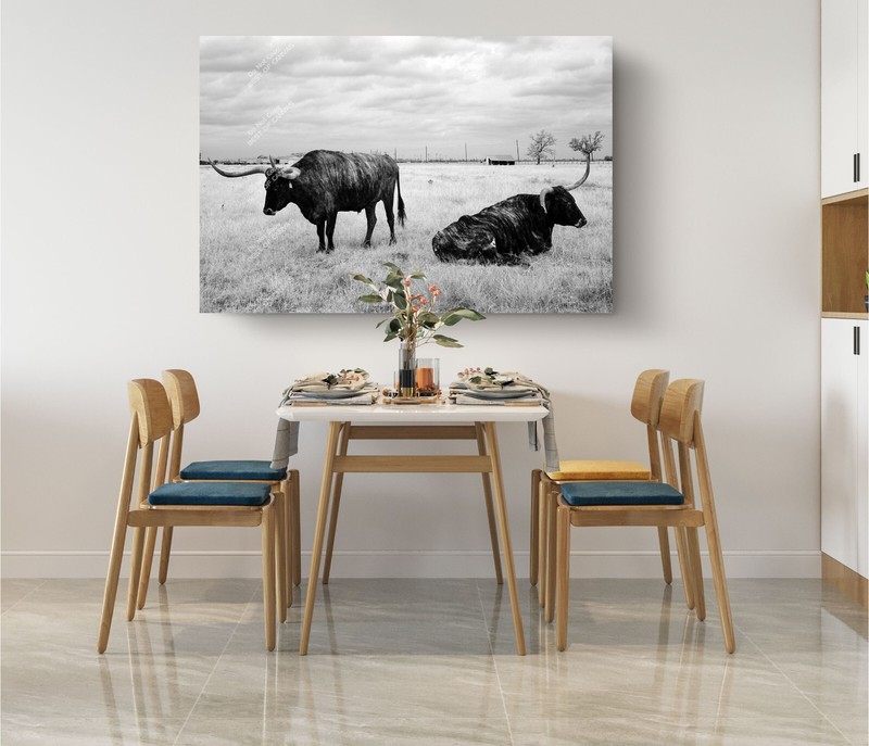 Longhorn Bull Cattle Texas Ranch Canvas Décor Art Print Wall Home Decoration gallery