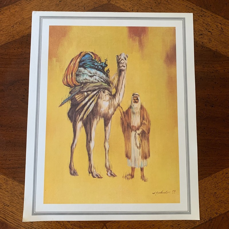 Vintage Arabian Desert Art Print Said Salah's Collection 20" x 16" Camel K