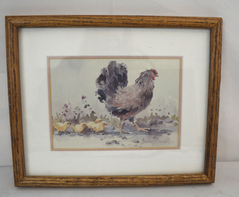 Vintage Sunny Daniels «Make Way For Mama» Chicken Watercolor Matted 1995