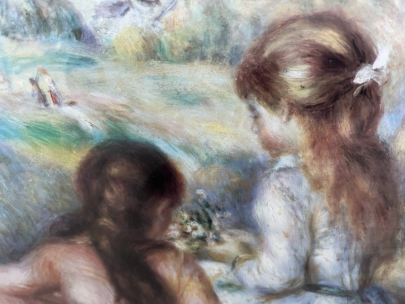 Vintage Pierre-Auguste Renoir "Two Girls in a Meadow" Large Framed Print 19”x23” gallery