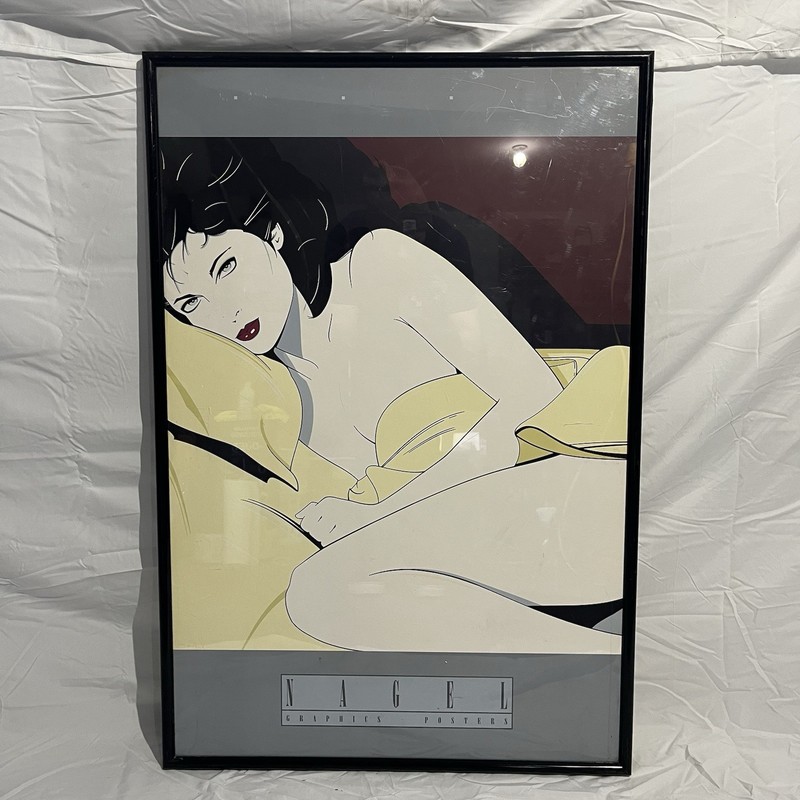 Vintage Patrick Nagel Yellow Blanket Original Poster Print Late 70’s-80’s 24”x36