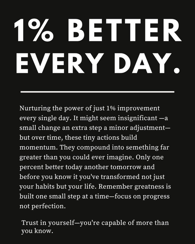 Motivational 1% Better Everyday 8×10 Quote Print Wall Art Poster