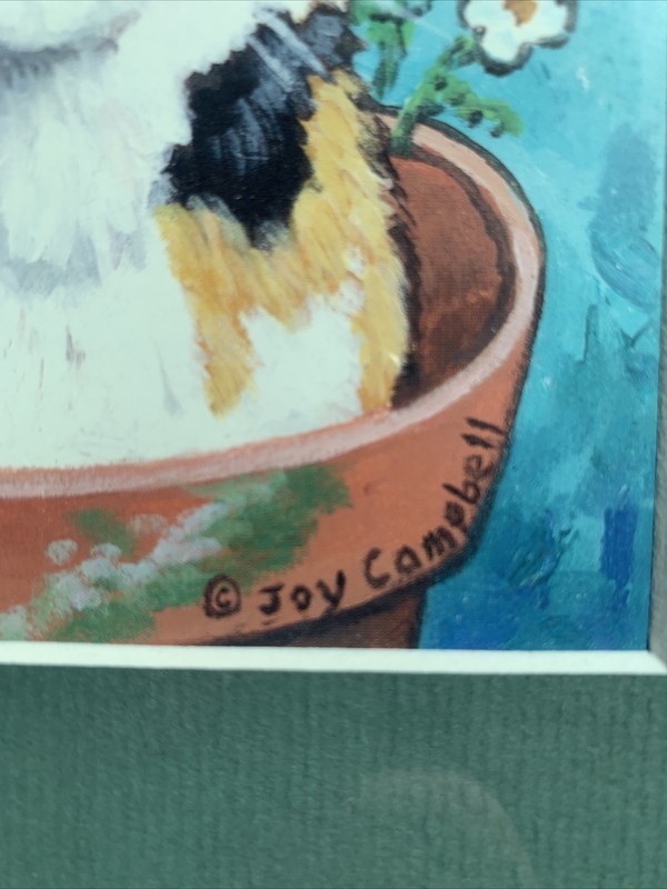 Potted Cat animal art print by Joy Campbell size 9"x11" art 5"x5" gallery