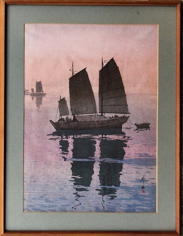 Yoshida Hiroshi Woodblock Print «Seto Inland Sea Collection – Sailing Ship