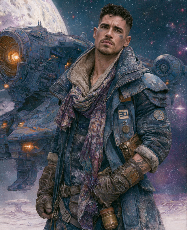 8×10 Dark-Haired Space Pilot In Alien Landscape Art Print – 832185634