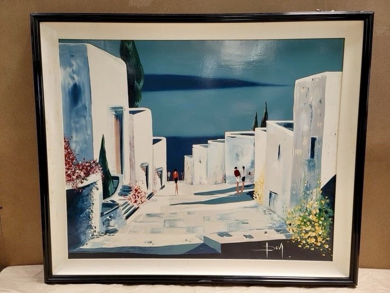 Devi Signed Serigraph «Vue Terrasses et Mer» 1989 No.45 French Riviera Art