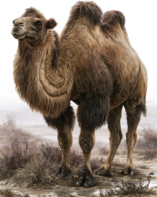 8×10 Bactrian Camel on Winter Plain Art Print – 536262575