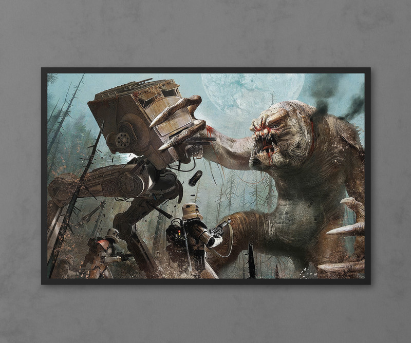 Star Wars AT-ST vs Rancor Battle Wall Art Print - Empire - 11" x 17" gallery