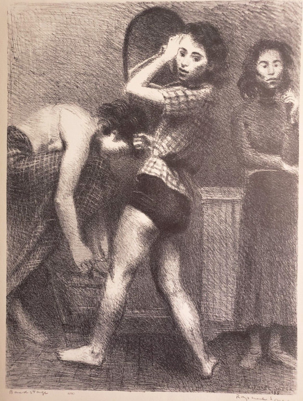 Backstage Raphael Soyer Vintage Lithograph Book Art Print 1939