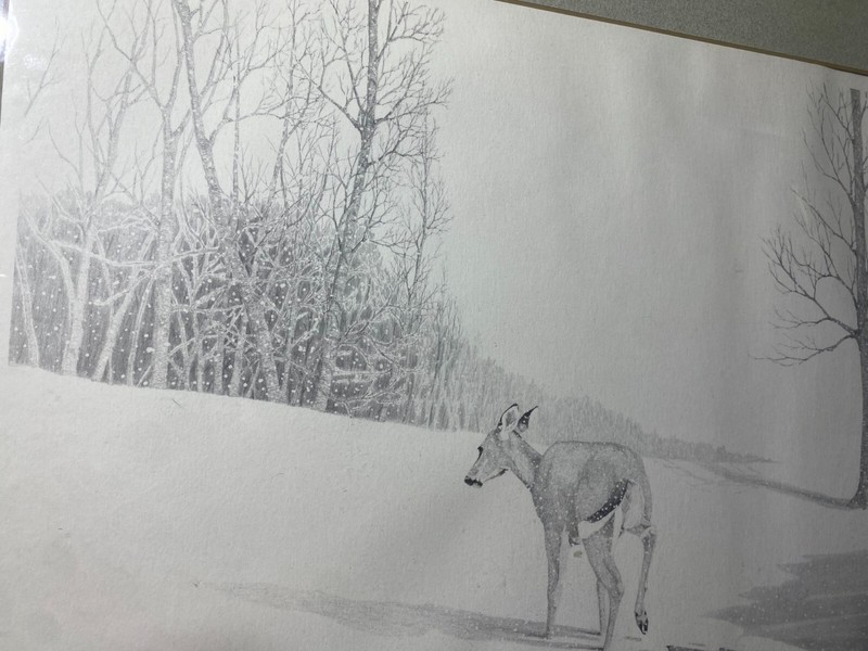 Ken Schuler "Deer In Winter Landscape Scene'" LE Print 131/200 - Signed/Framed gallery