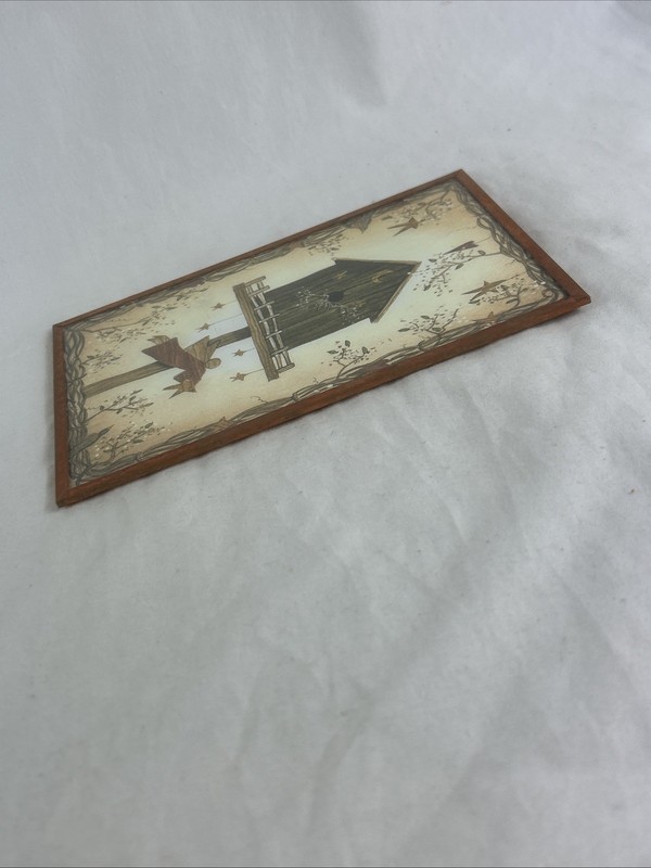 Birdhouse With Angel Print Copper Foil Frame 7x4.5” Birds Hearts Stars gallery