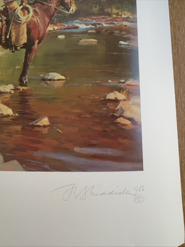 Signed “A Toast to Indian Summer” By R. S. Riddick Cowboy Horses Western Art gallery