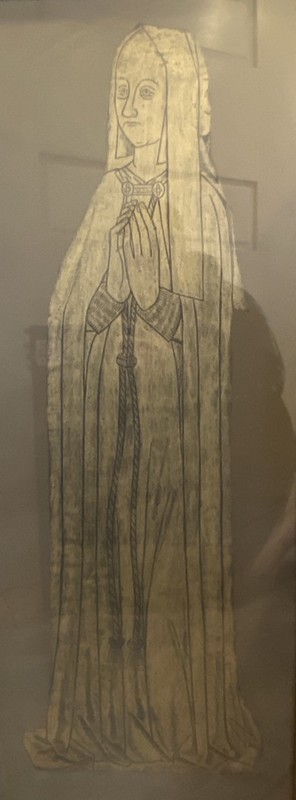 Antique Medieval Brass Rubbing Lady Figure English Church Memorial c1506